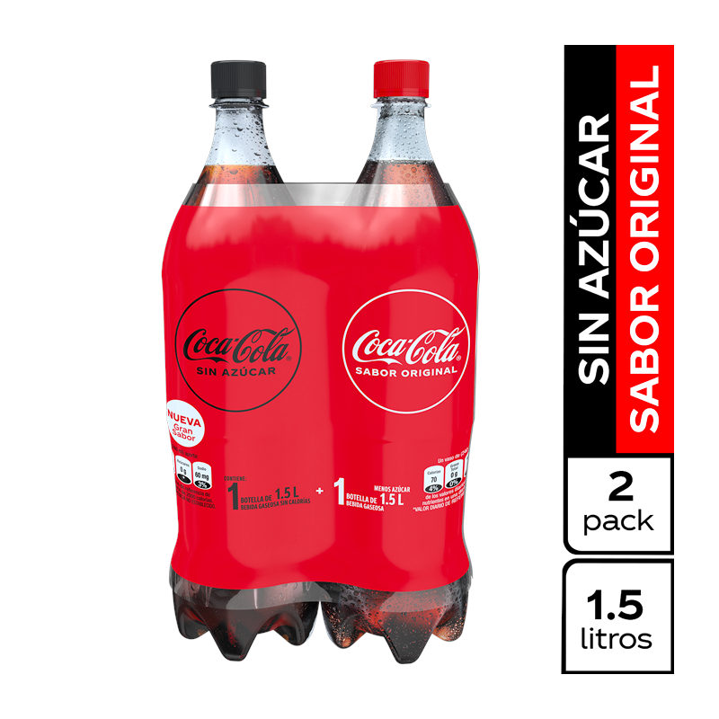 Coca Cola 1500Ml + Coca Cola Sin Azúcar 1500Ml