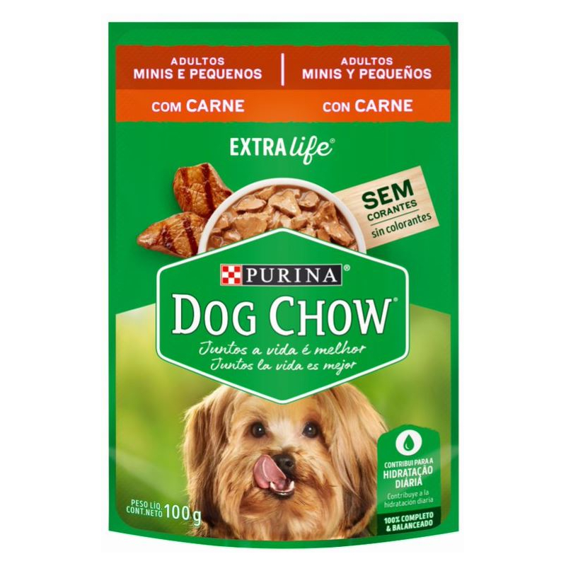 Dog Chow Pouch Carne Adultos Minis Y Pequeños 100Gr