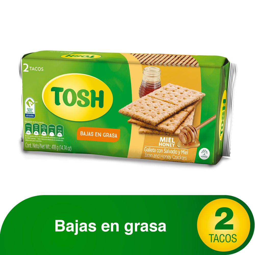 Galletas Tosh Miel 2 Tacos 418Gr