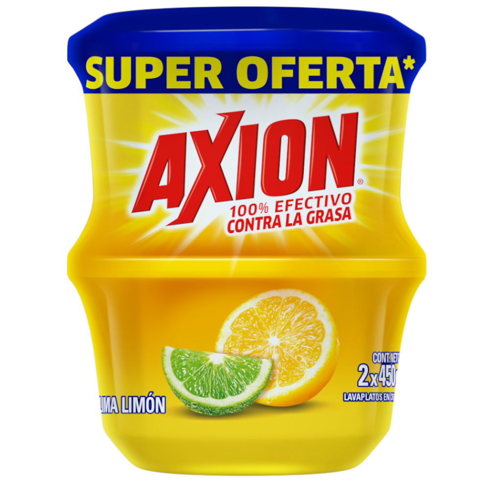 Lavaplatos Axion Lima Limón 450Gr 2 Unidades