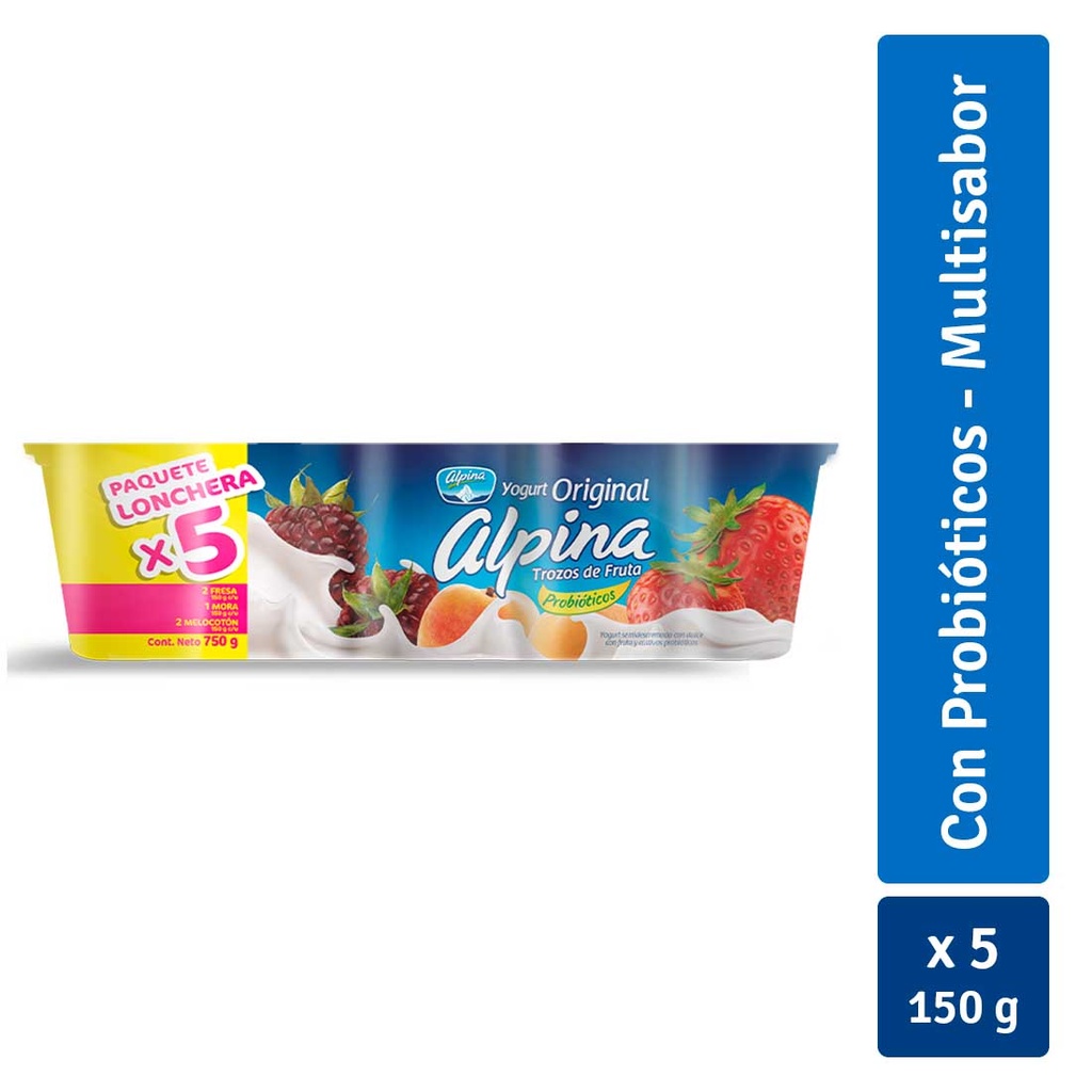 Yogurt Alpina Original Surtido 5 Unidades 750Gr