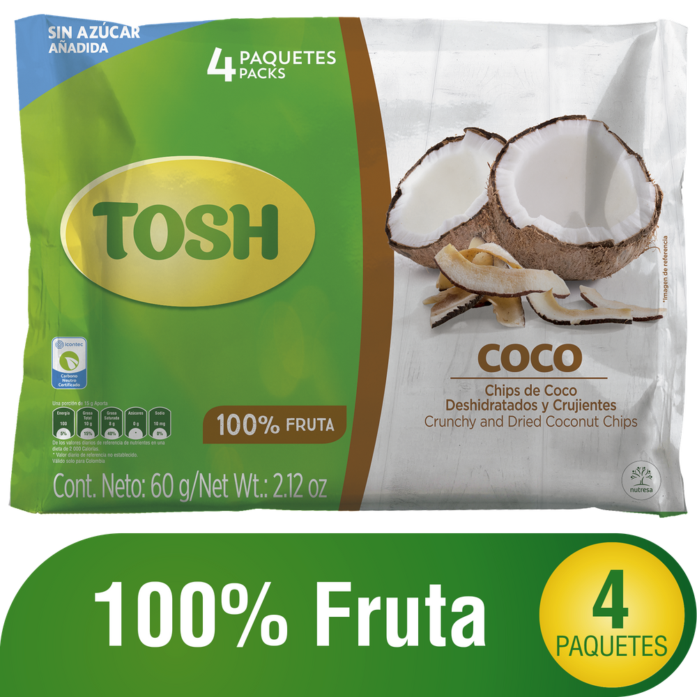 Snack Tosh Coco 4 Paquetes 60Gr