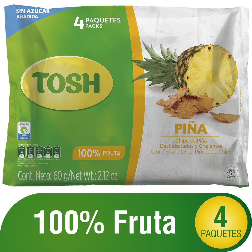 Snack Tosh Piña 4 Paquetes 60Gr