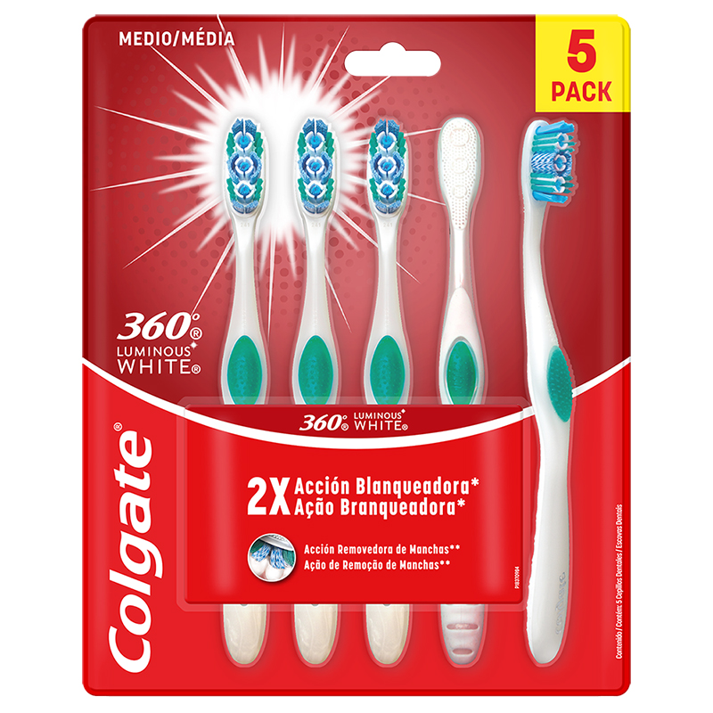 Cepillo Dental Colgate 360 Luminous 5 Unidades