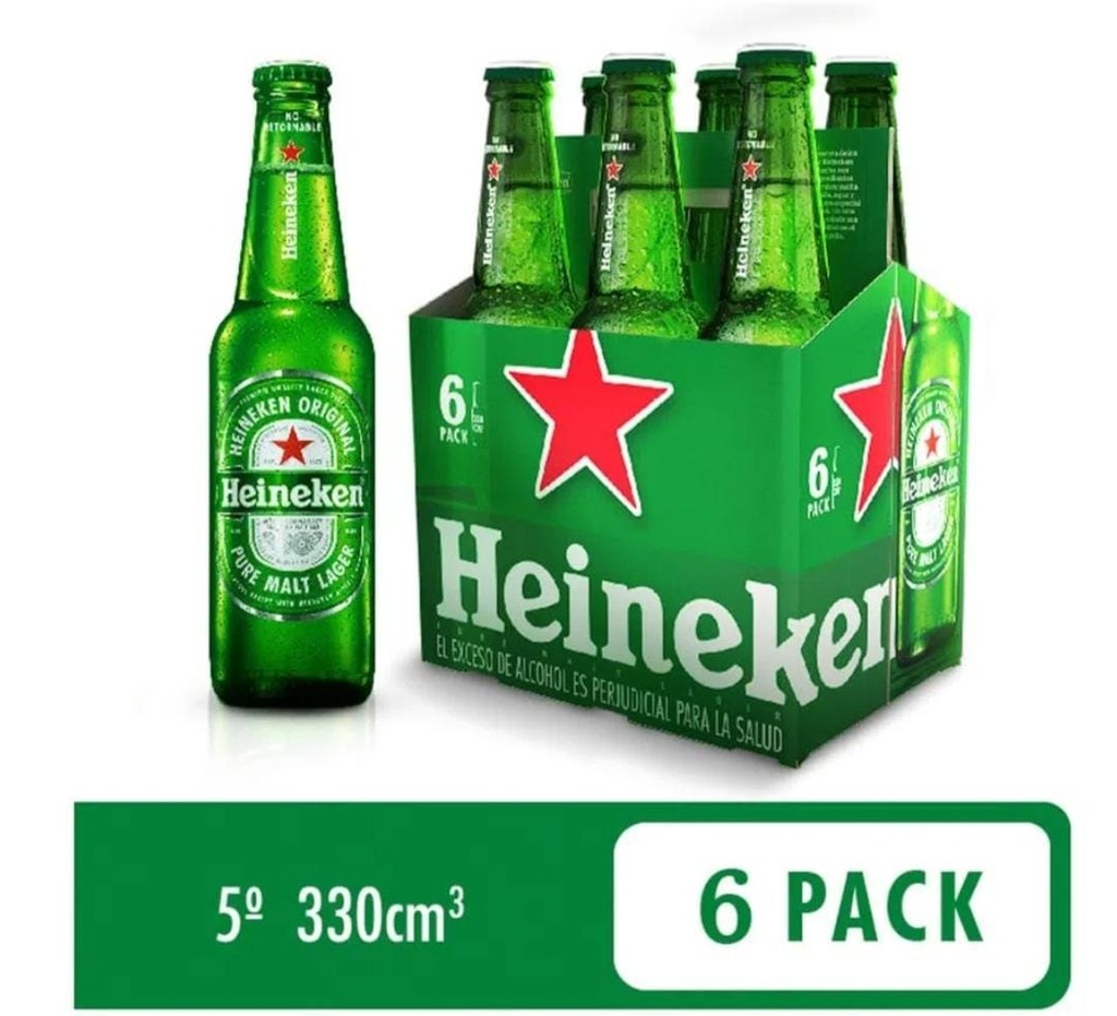 Cerveza Heineken Botella 6 Unidades 330Cc