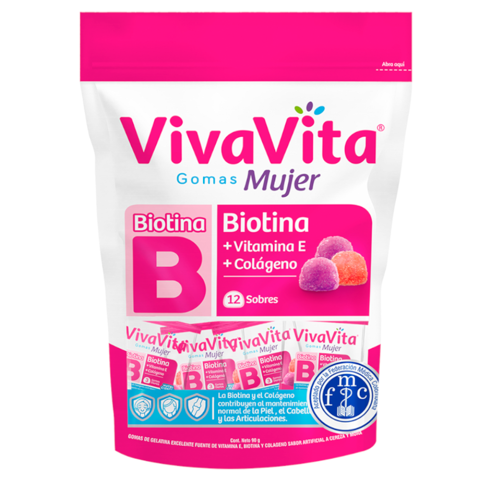 Gomas VivaVita Mujer Con  Biotina + Vitamina E + Colageno 90Gr