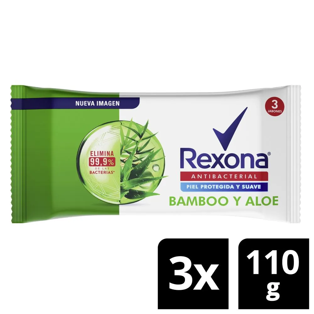 Jabón Rexona Antibacterial Bamboo-Aloe 3 unidades 110Gr C/U