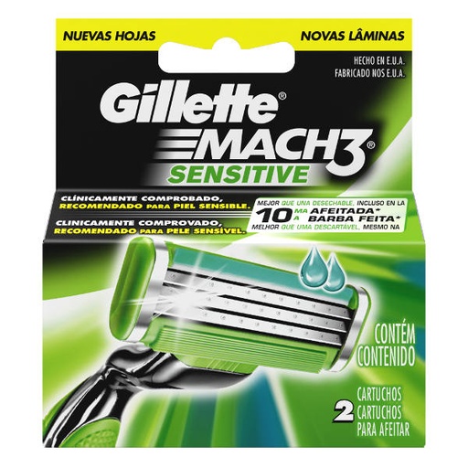 [009402] Cartuchos Mach 3 Sensitive Gillette 2 Unidades