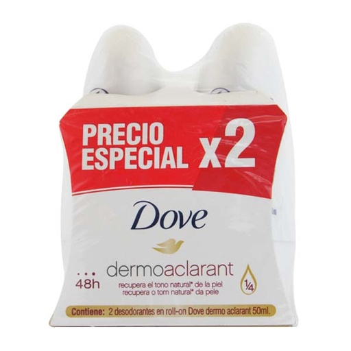 [047338] Desodorante Dove Dermo Aclarant Rollon 2 Unidades 100Ml
