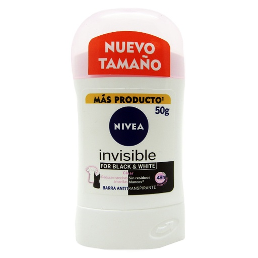 [047949] Desodorante Nivea Invisible Clear Barra 50Gr