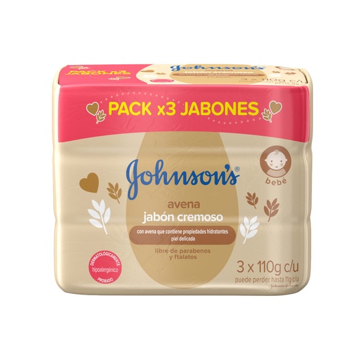 [000100] Jabón Johnson & Johnson Baby Avena 3 Unidades 110Gr Cada Unidad Precio Especial
