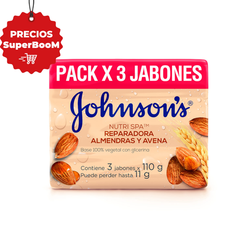 [051167] Jabón Johnson & Johnson Nutri Spa Reparadora Almendras y Avena 3 Unidades 330Gr