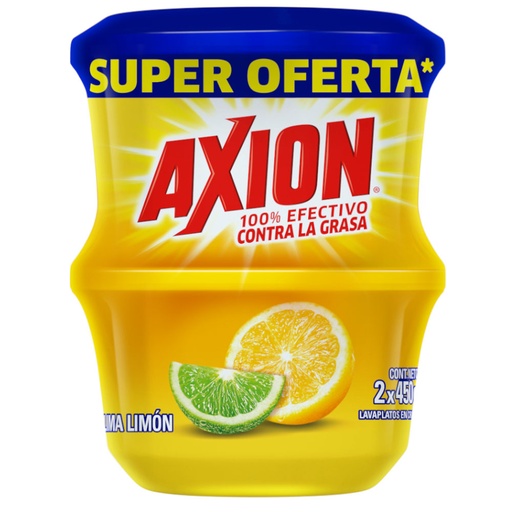[053373] Lavaplatos Axion Lima Limón 450Gr 2 Unidades