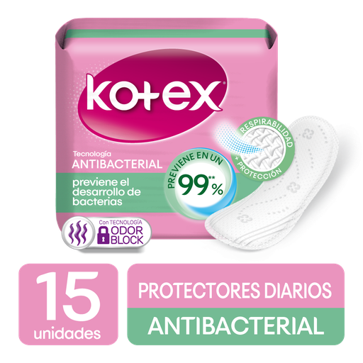 [049110] Protectores Diarios Kotex Antibacterial 15 Unidades
