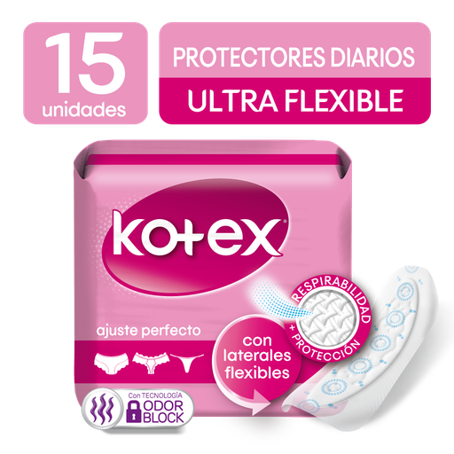 [046846] Protectores Kotex Ultra Flexibles 15 Unidades
