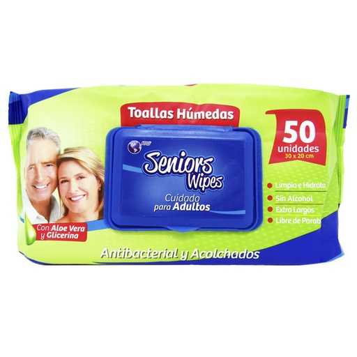 [047953] Toallas Humedas Seniors Wipes Adultos 50 Unidades