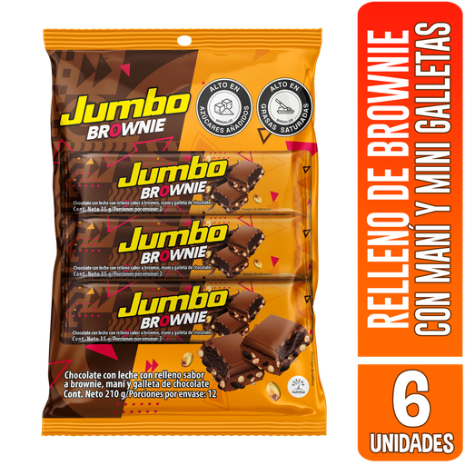 [053925] Chocolatina Jumbo Brownie 6 Unidades 210Gr