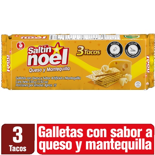 [053950] Galleta Saltin Noel Queso Mantequilla 3 Tacos 338Gr