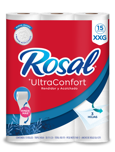 [054242] Papel Higiénico Rosal Ultra Confort XXG 15 Unidades 