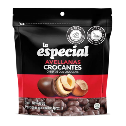 [044967] Avellanas Crocantes La Especial Cubiertas Con Chocolate  100Gr