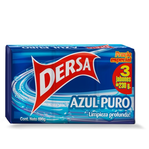 [054486] Jabón Dersa Azul Puro Barra 3 Unidades 690Gr