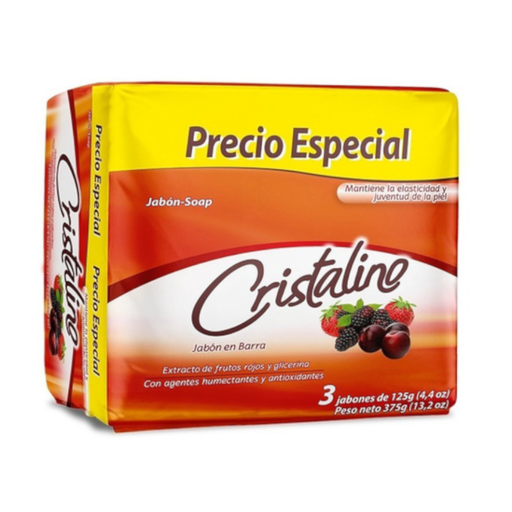 [042564] Jabón Cristalino Frutos Rojos 3 Unidades 375Gr