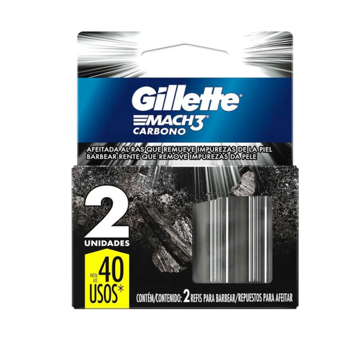 [054851] Repuesto Gillette Mach3  Carbono Repuesto 2 Unidades