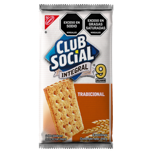 [054951] Galletas Club Social Integral Paquetes 9 Unidades 216Gr
