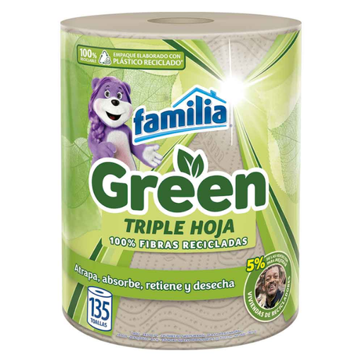 [054972] Toallas Cocina Familia Green Triple Hoja 1 Unidad