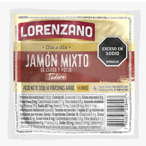 [054999] Jamón Mixto Lorenzano 14 Unidades 300Gr