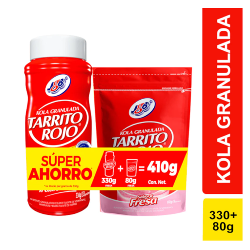 [006765] Tarrito Rojo Fresa 330Gr + Fresa 80Gr Super Ahorro