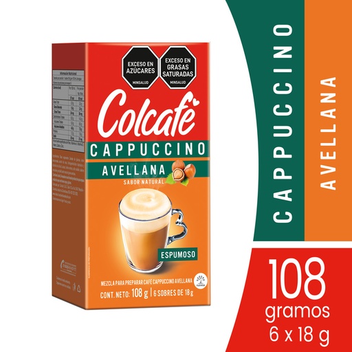 [055697] Colcafe Cappuccino Avellana Sobres 6 Unidades 108Gr