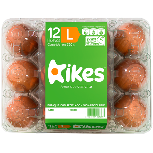 [048250] Huevos AA Rojo Kikes L 12 Unidades