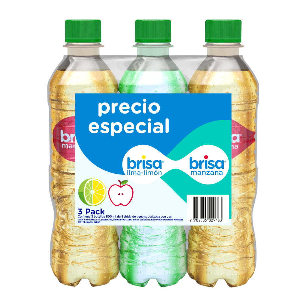 Agua Brisa Saborizada Con Gas Surtida 600Ml 3 Unidades
