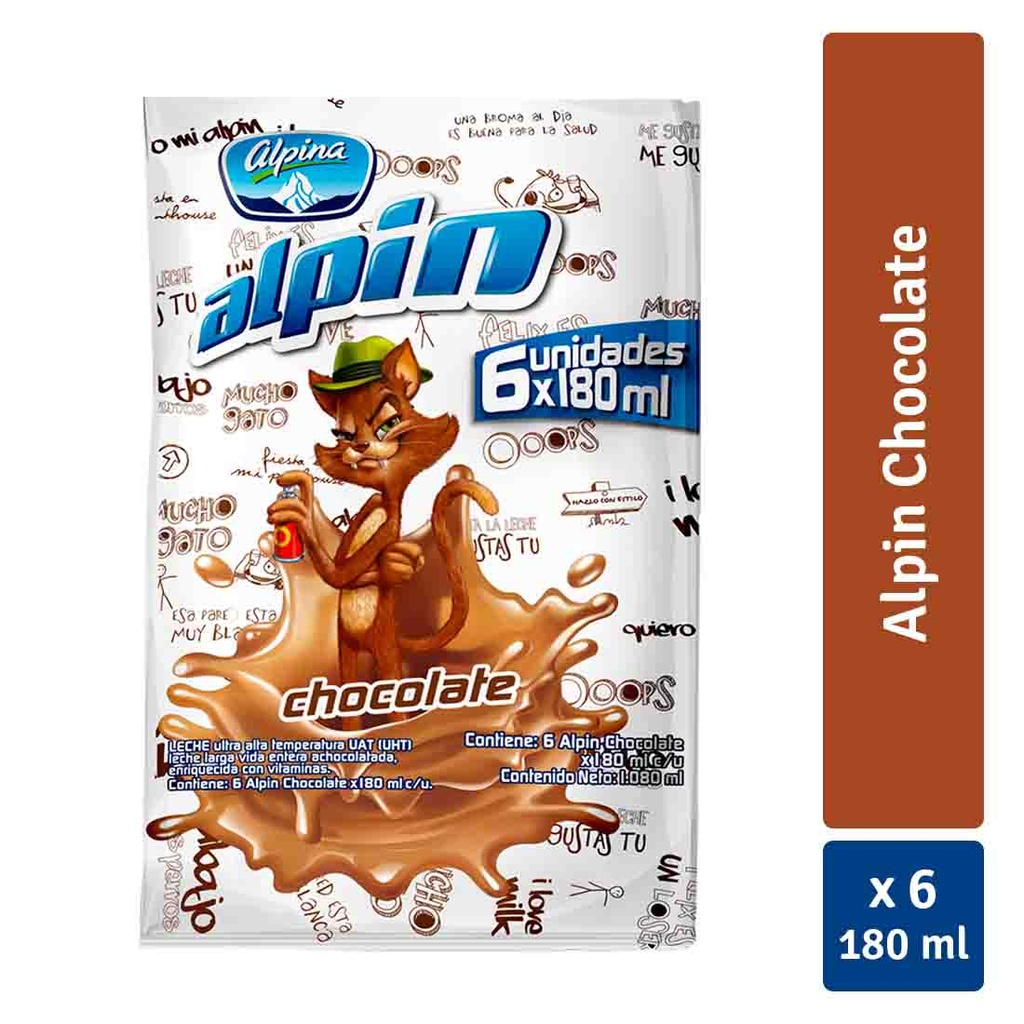 Alpín Chocolate Bolsa 6 Unidades 1080Ml