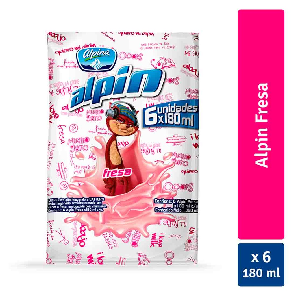 Alpín Fresa Bolsa 6 Unidades 1080Ml