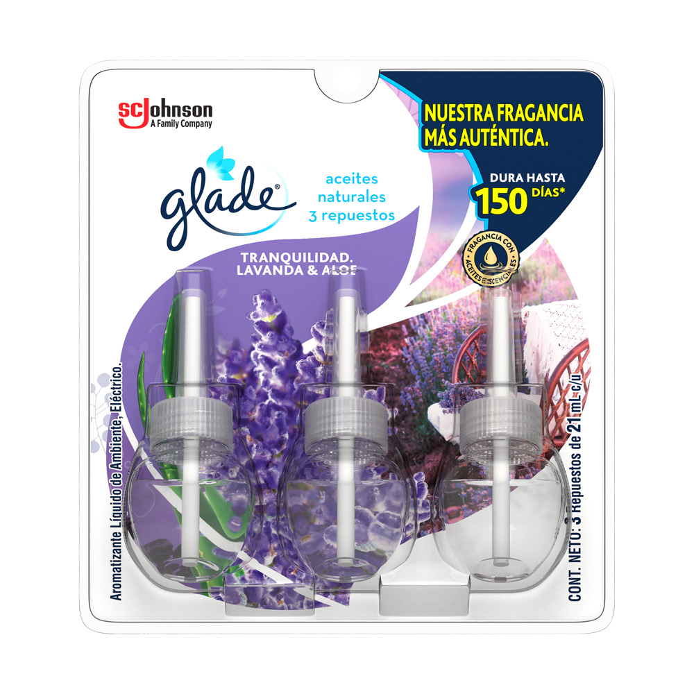 Ambientador Glade Aceite Lavanda Y Aloe Repuesto 21Ml 3 Unidades