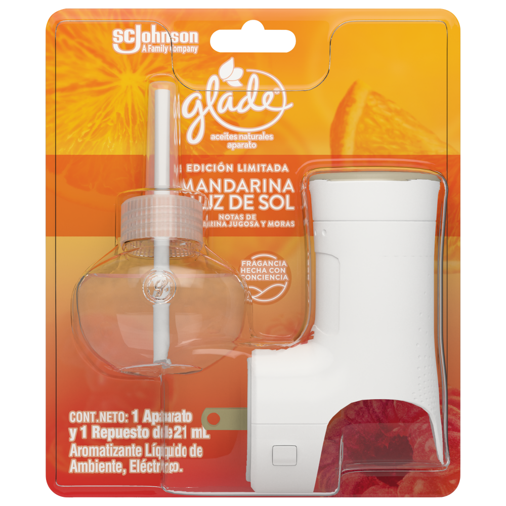 Ambientador Glade Aceite Mandarina Edición Limitada 21Ml + Unidad Electrica