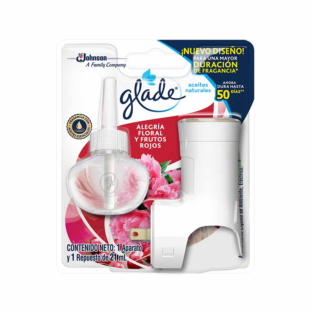 Ambientador Glade Aceites Naturales Frutos Rojos 21Ml + Unidad Eléctrica