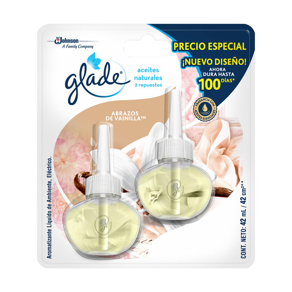 Ambientador Glade Aceites Naturales Vainilla Repuesto 2 Unidades 42Ml