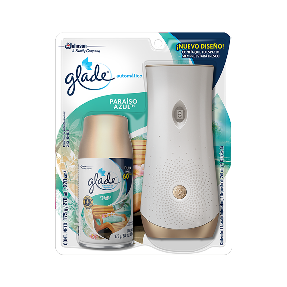 Ambientador Glade Automatico Paraiso Azul 270Ml