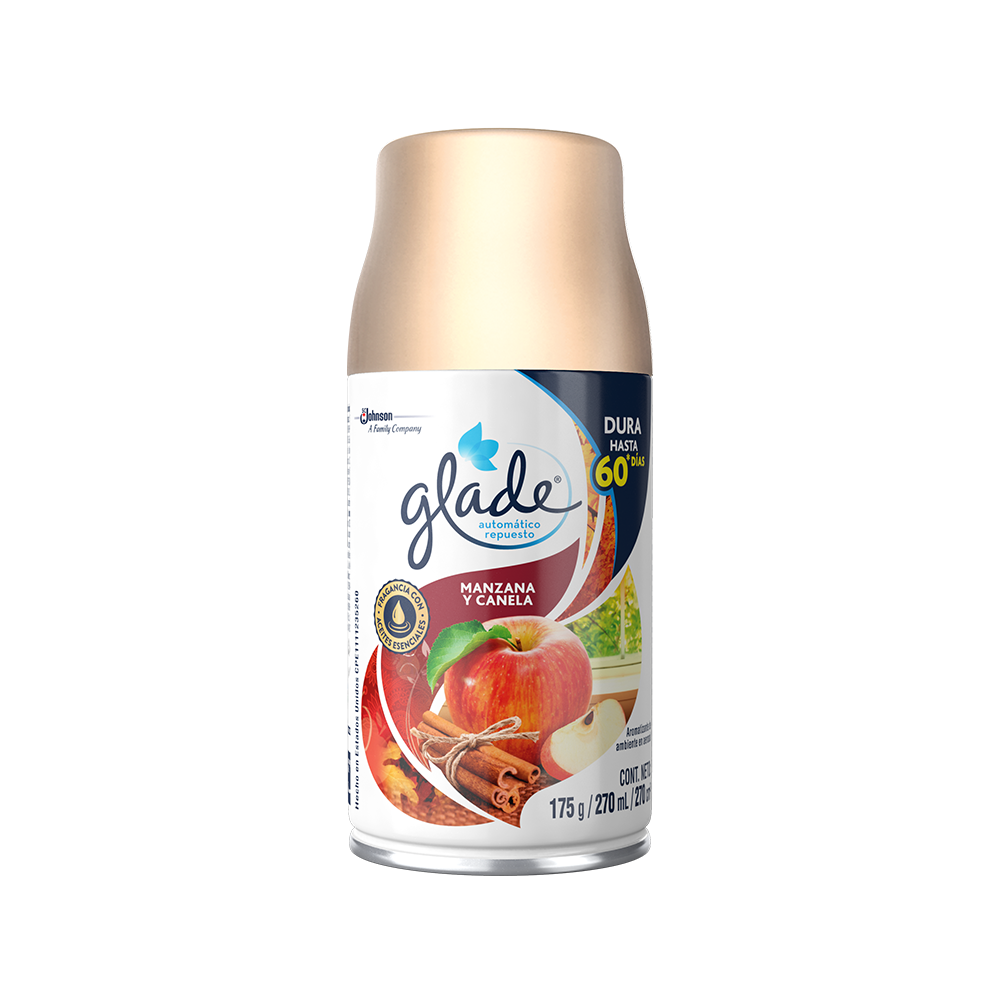 Ambientador Glade Manzana Canela Auto Repuesto Spray 270Ml