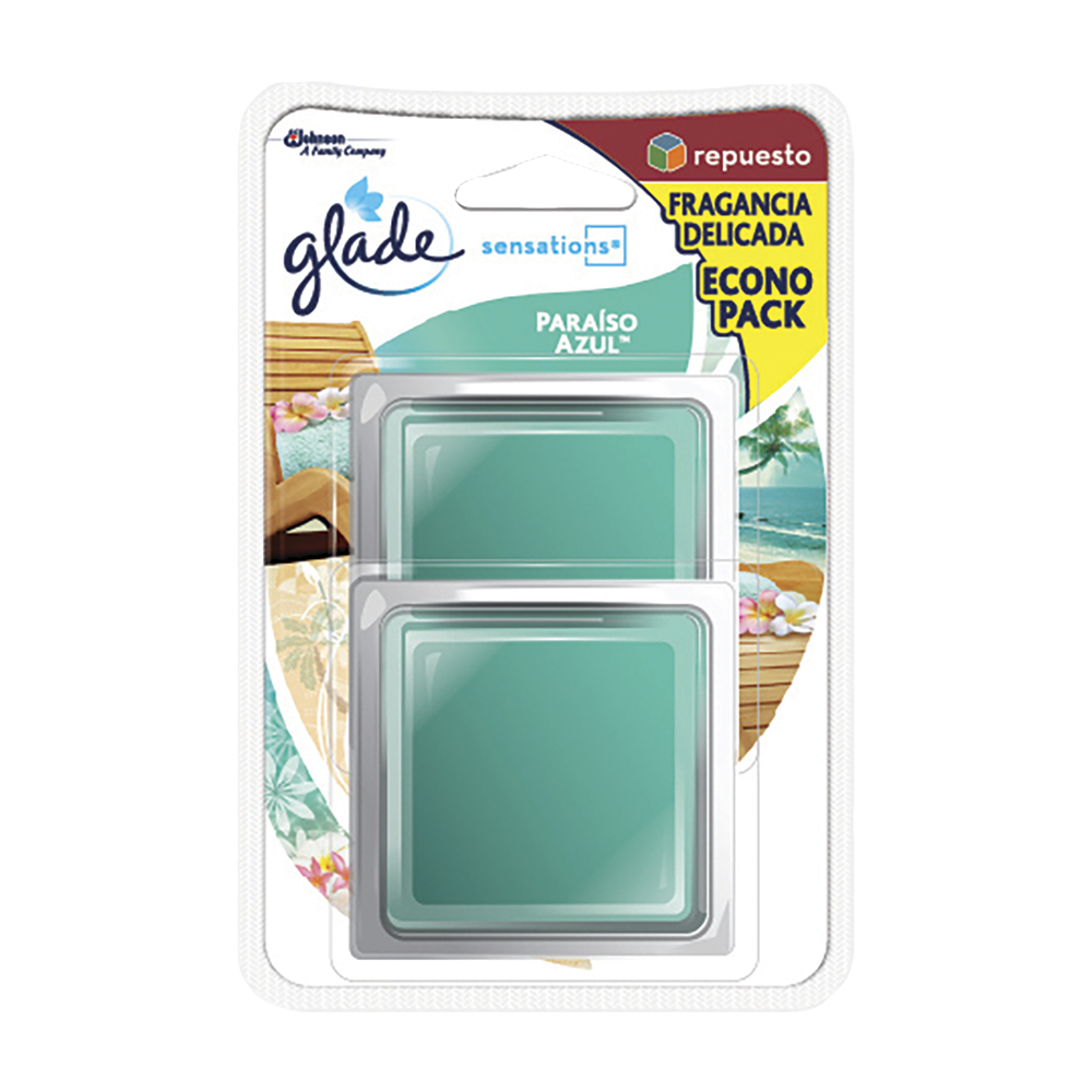 Ambientador Glade Sensations Paraiso Azul Repuesto 2 Unidades 16Gr