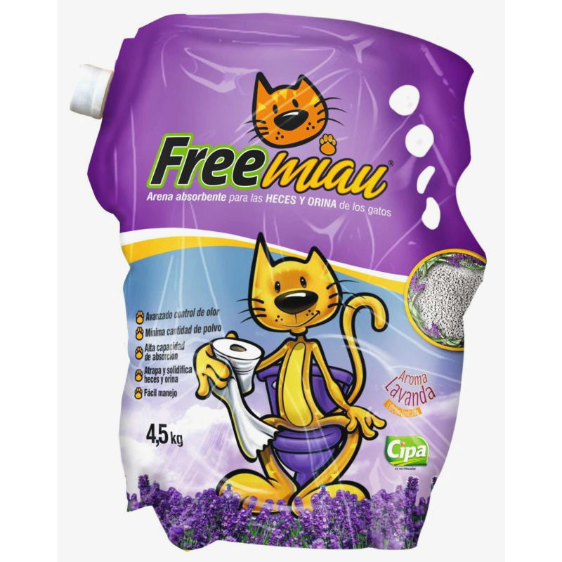 Arena Gatos Free Miau Lavanda 4500Gr