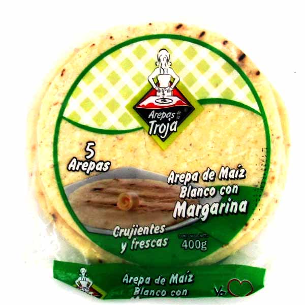 Arepa Blanca Con Margarina De La Troja 5 Unidades 400Gr