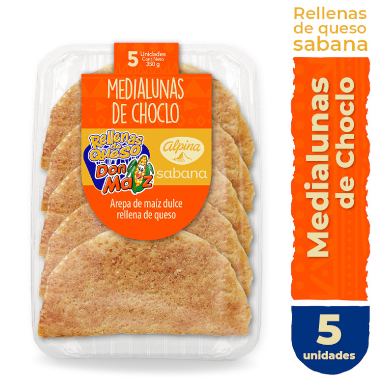 Arepa Chóclo Media Luna Don Maíz Rellena De Queso Sabana 5 Unidades 350Gr