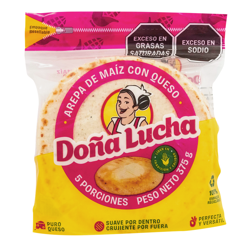 Arepa Queso Doble Crema Doña Lucha 5 Unidades 375Gr