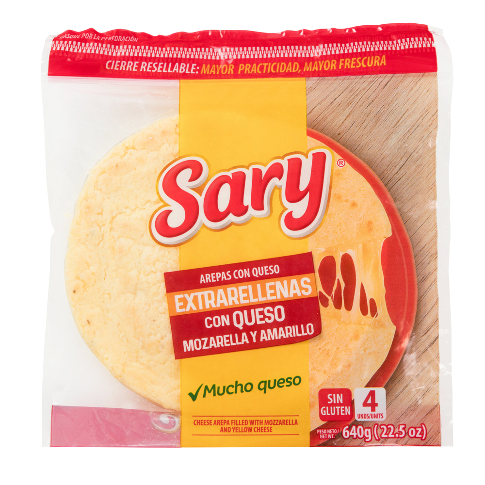 Arepas Maíz Sary Extrarellenas Queso 4 Unidades 640Gr