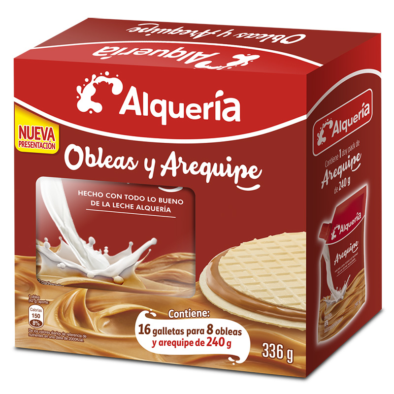 Arequipe Alqueria Doypak 240Gr + 16 Galletas Para 8 Obleas 96Gr