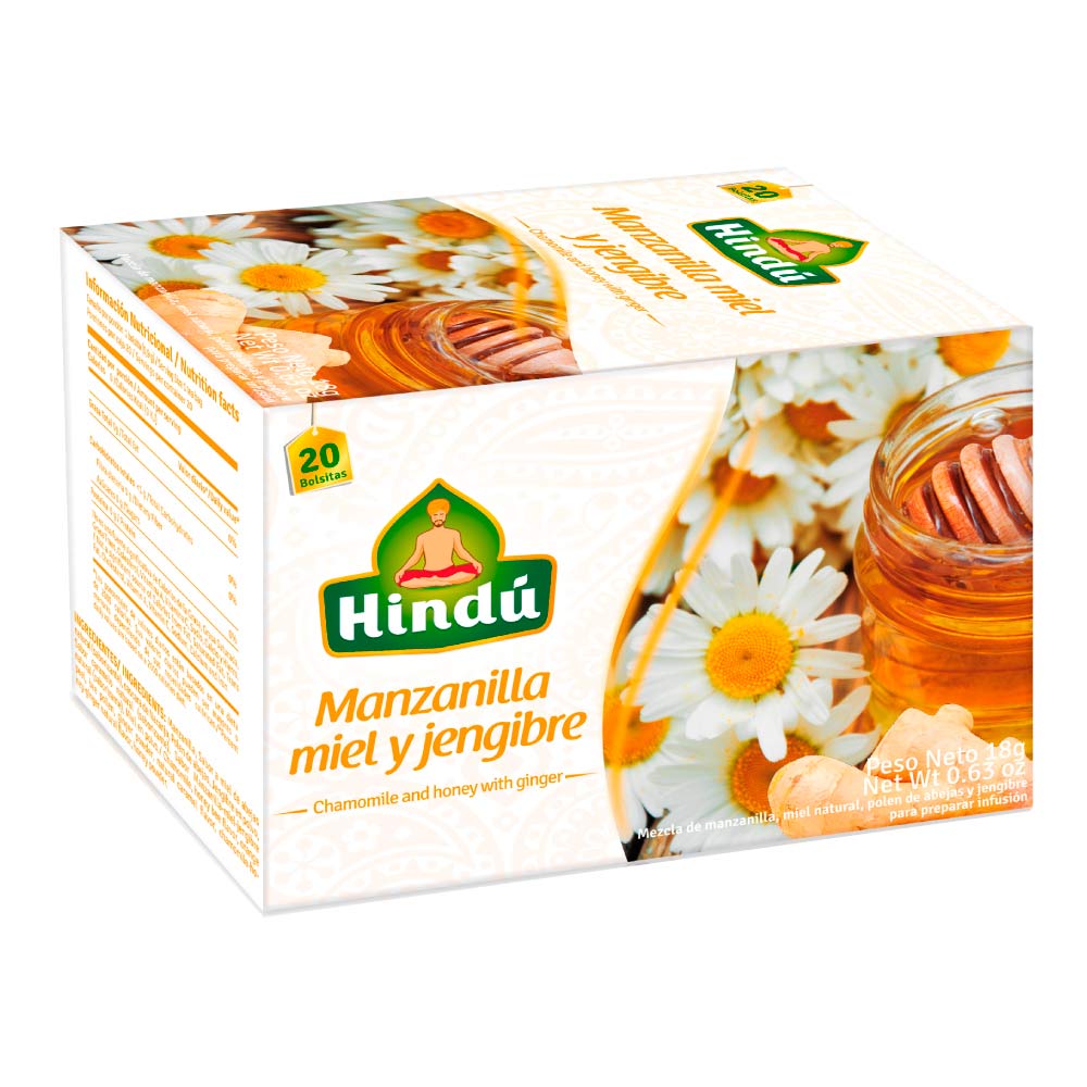 Aromatica Hindu Manzanilla Miel Y Jengibre 20 Unidades 18Gr